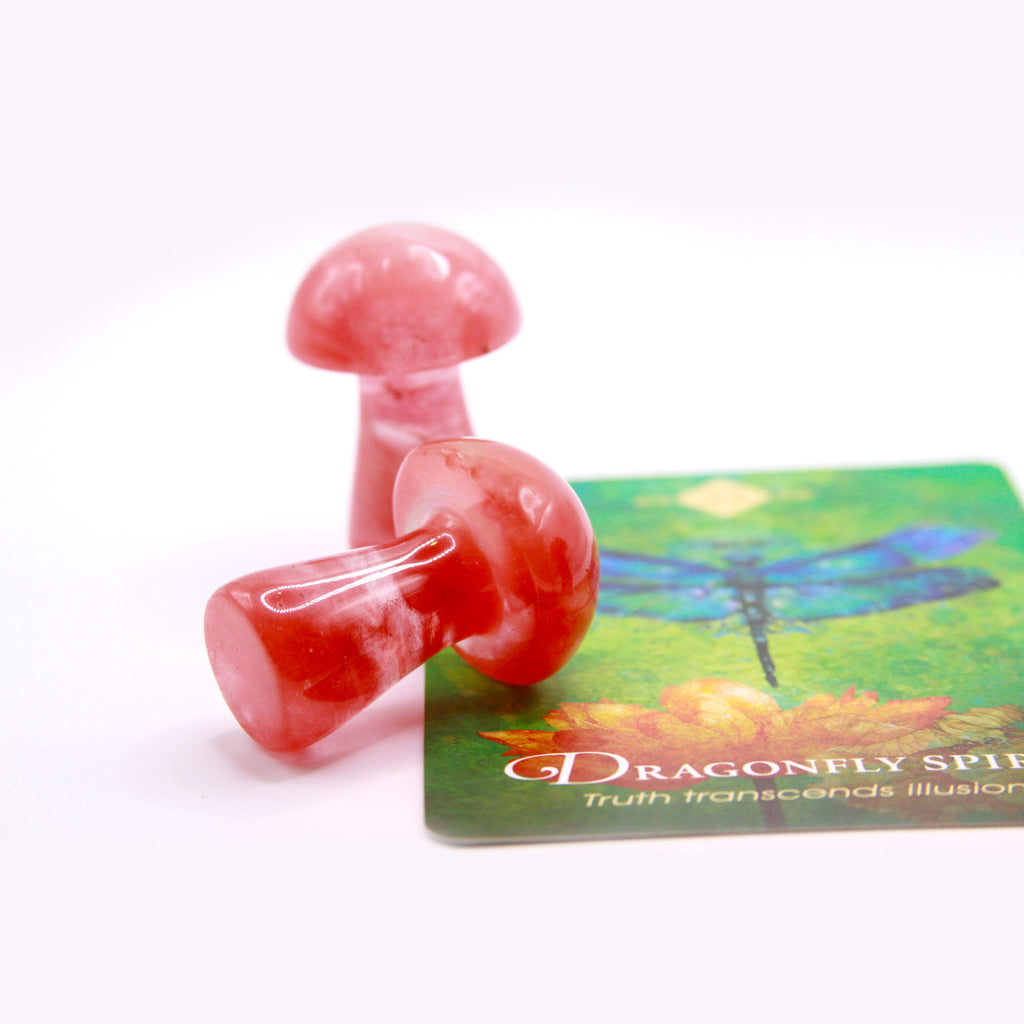 Cherry Quartz Mushrooms - Crystalline Tribe