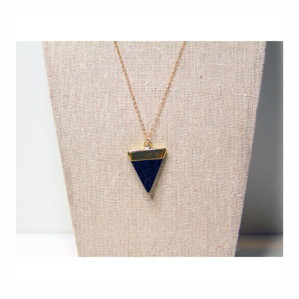 Blue Goldstone Triangle Necklace - Crystalline Tribe