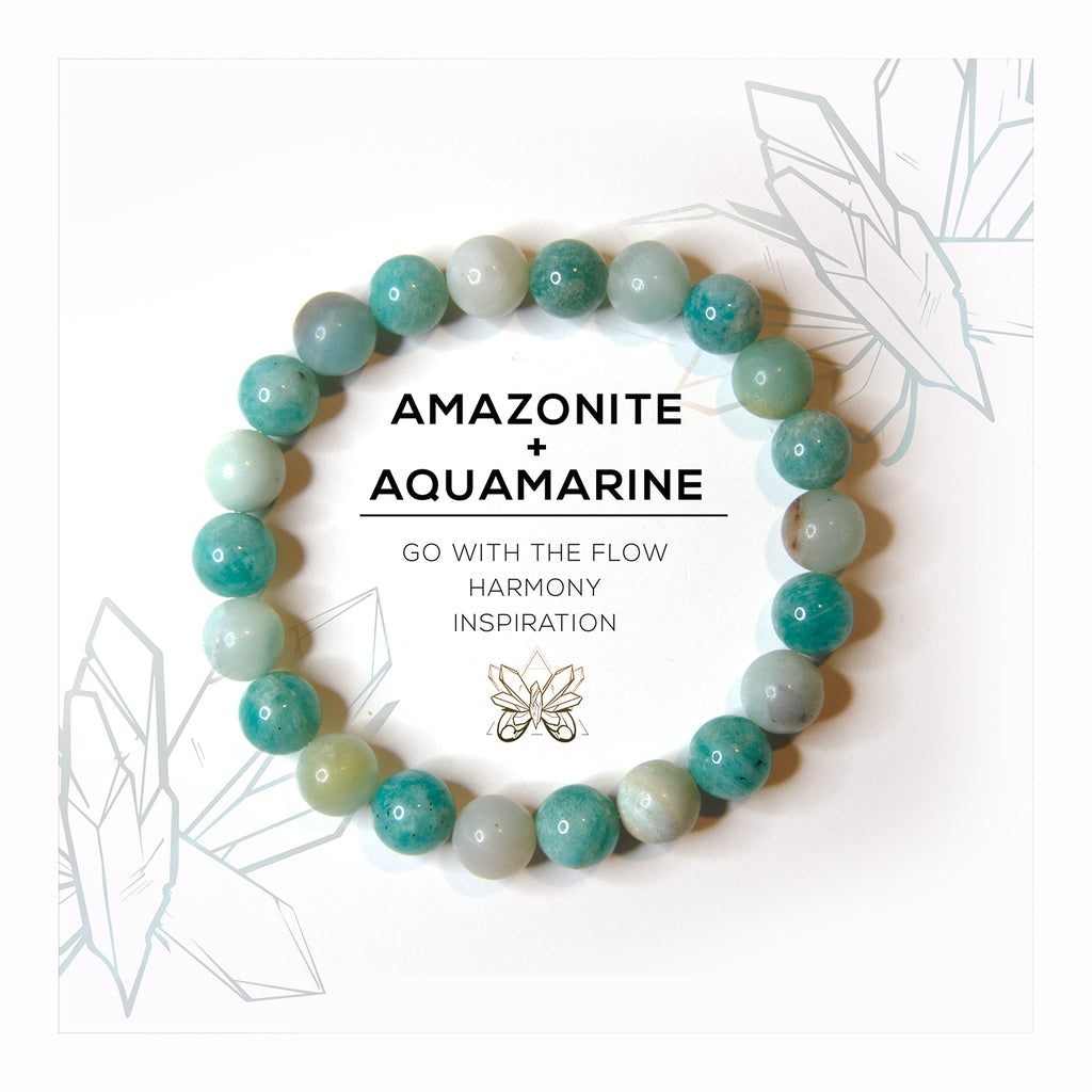 AQUAMARINE + AMAZONITE BRACELET - Crystalline Tribe