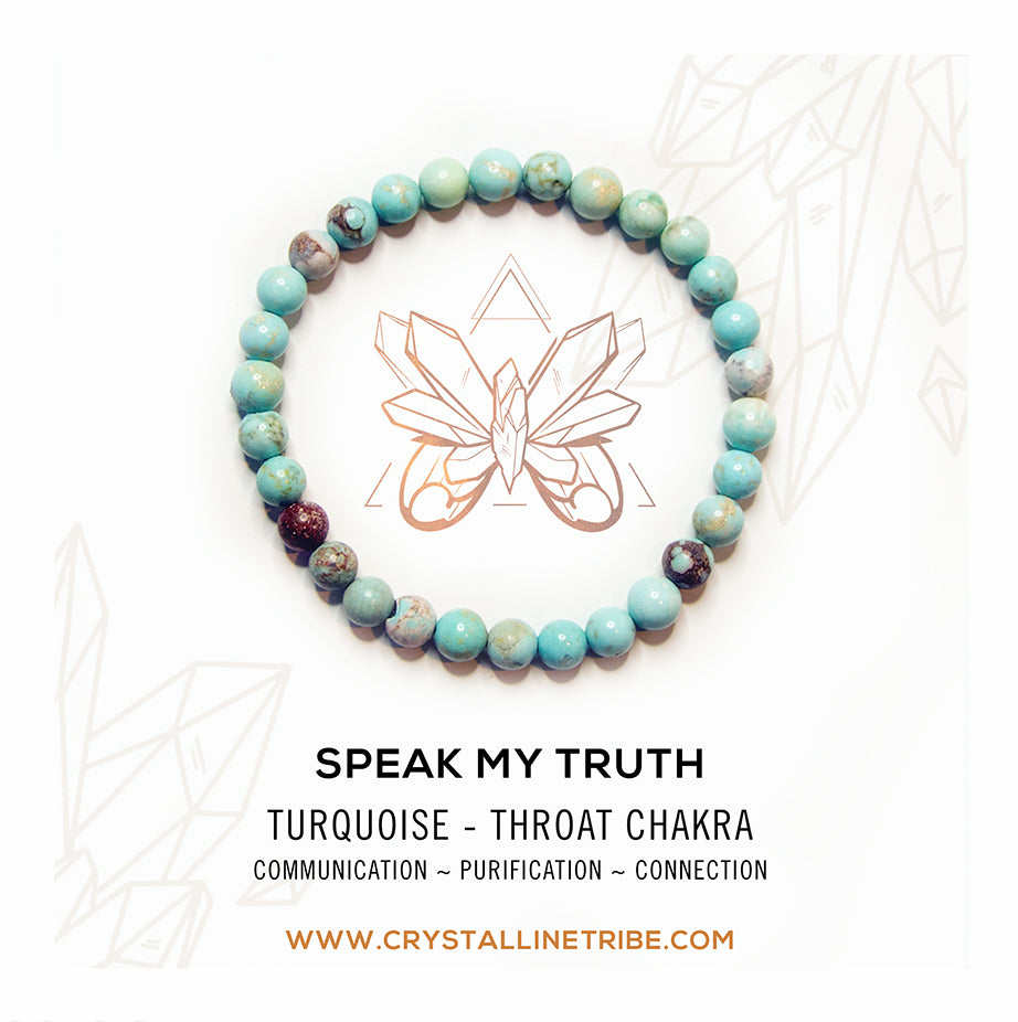 "SPEAK MY TRUTH" - THROAT CHAKRA BRACELET - Crystalline Tribe
