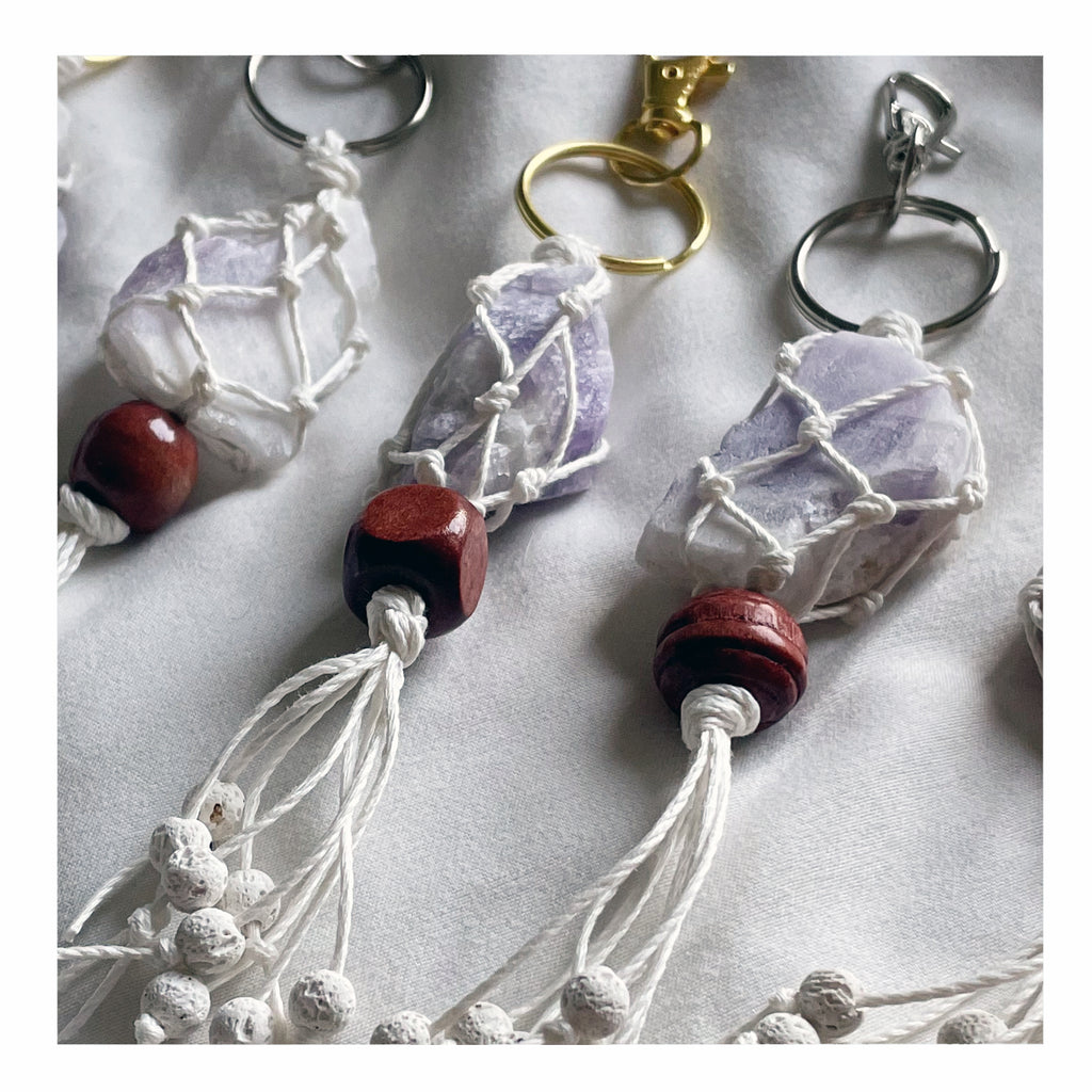 Lava Volcano Key Chain Amethyst Key Chain with Lava Stone – Crystalline Tribe