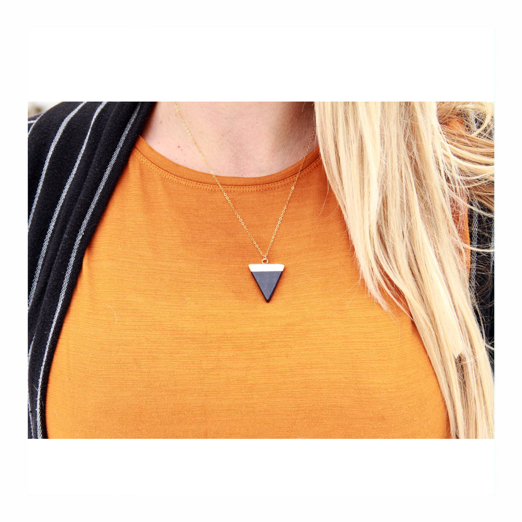 Blue Goldstone Triangle Necklace - Crystalline Tribe